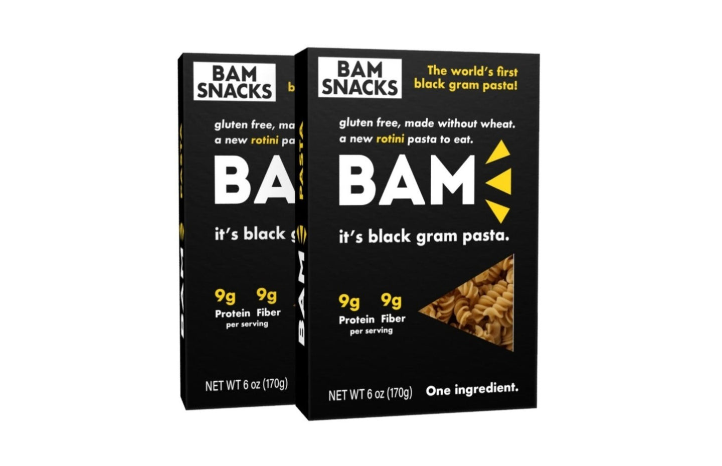 BAM Snacks Black Gram Pasta - Rotini (Pack of 2)